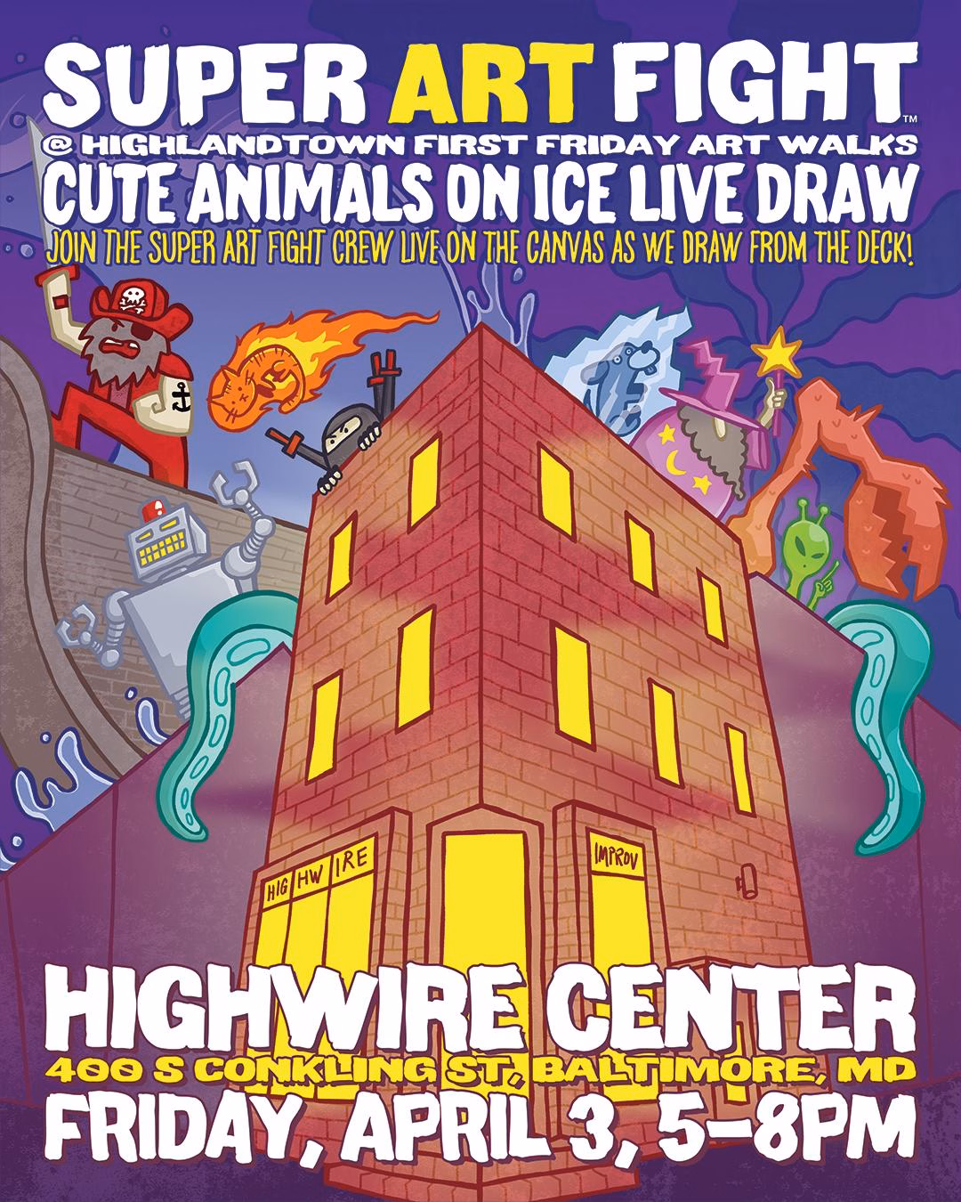 Super Art Fight Live Draw at Highwire Improv!